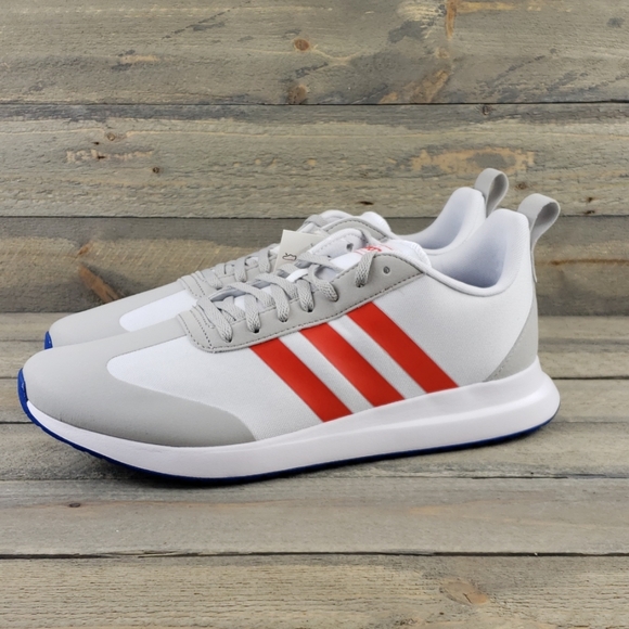 adidas RUN60S Men's Running Shoes White/Grey/Red - Picture 2 of 8